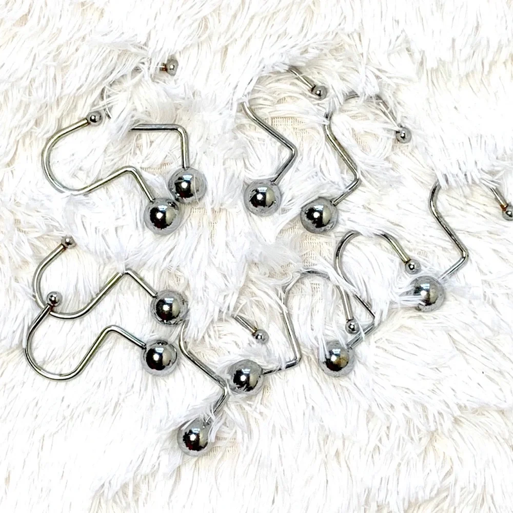 Shower Curtain Hooks, Metal Ball with nickel finish.